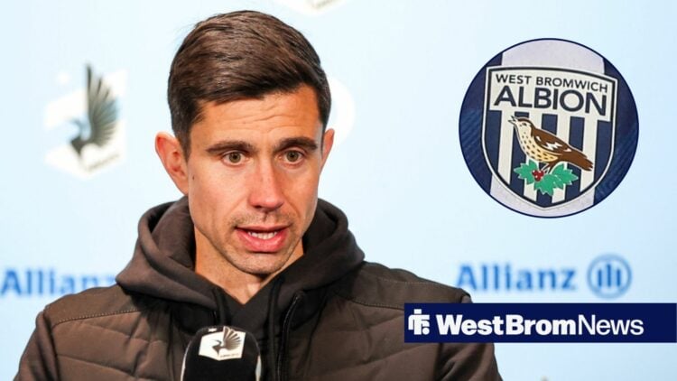 Eric Ramsay looking in the direction of the West Brom badge.