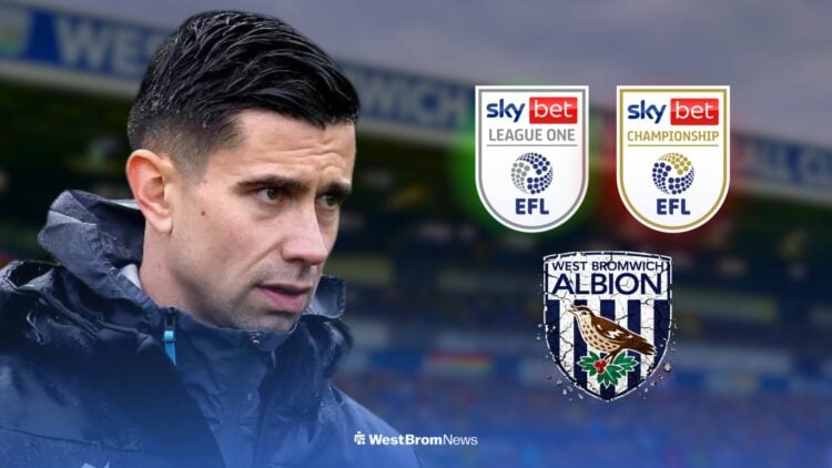 Eric Ramsay, with West Brom, League One and Championship logo