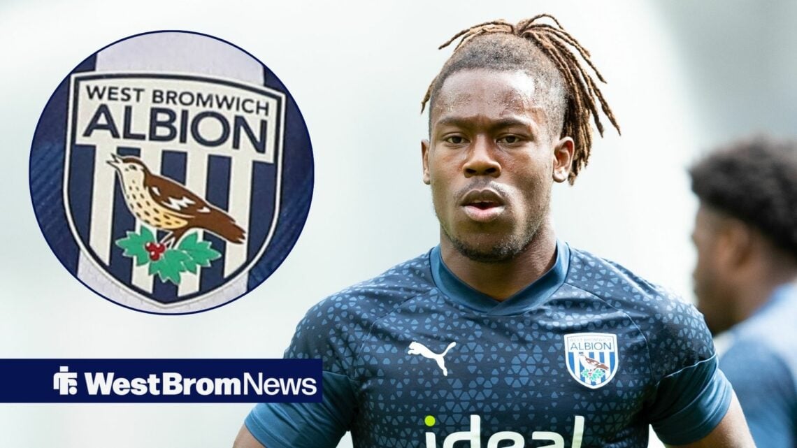 Brandon Thomas-Asante looking in the direction of the West Brom badge.