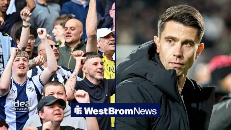 West Brom fans smiling in the direction of Eric Ramsay.