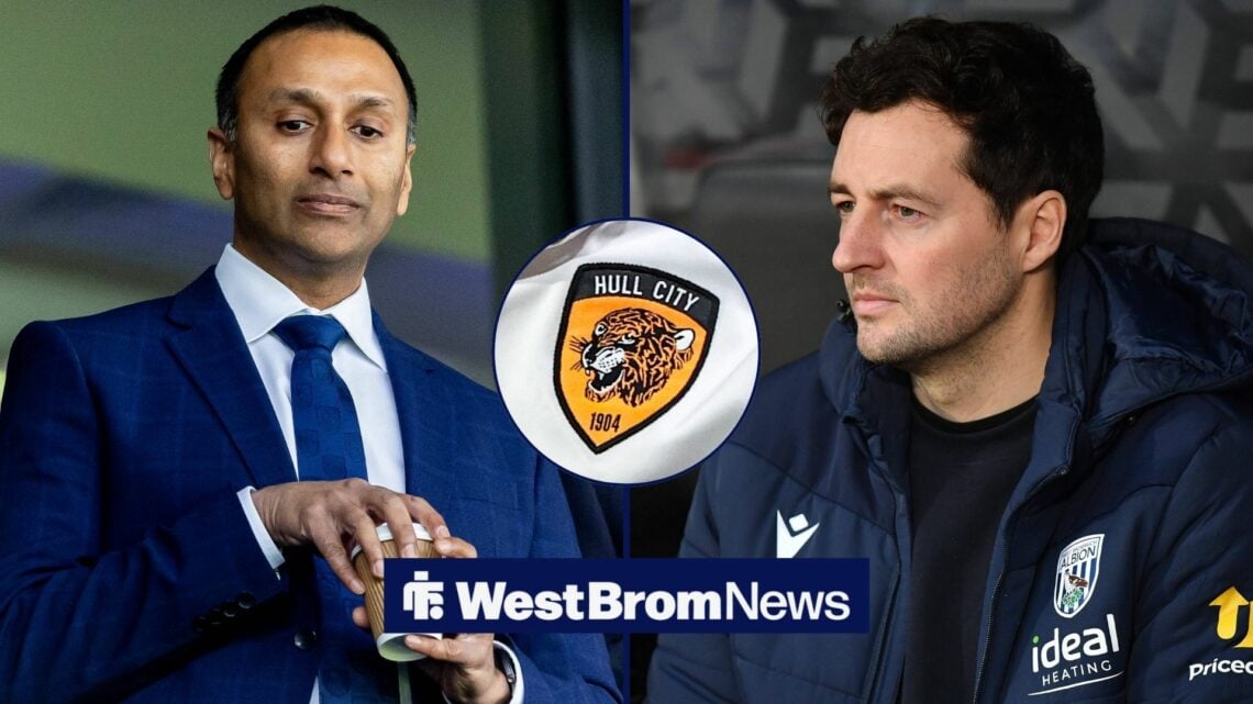 Shilen Patel and Ryan Mason with Hull City badge in circular inset.