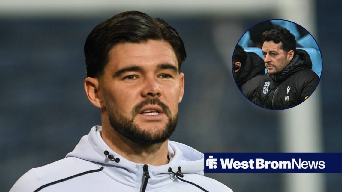 West Brom ace Alex Mowatt looking dejected, Ryan Mason fuming in inset.