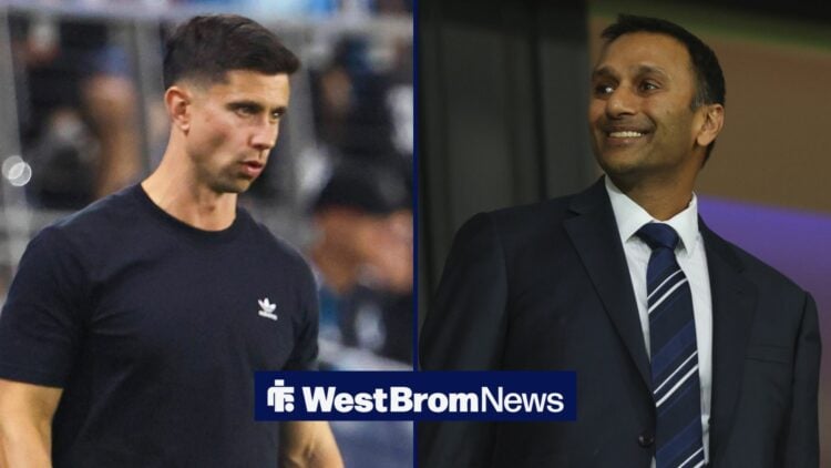 Eric Ramsay and West Brom owner Shilen Patel.