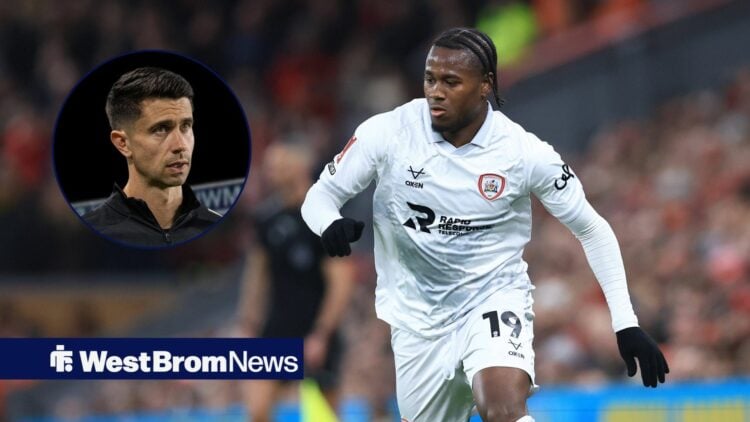 Reyes Cleary in action, West Brom boss Eric Ramsay in inset.