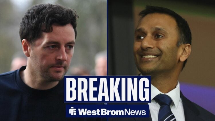 West Brom boss Ryan Mason and owner Shilen Patel.