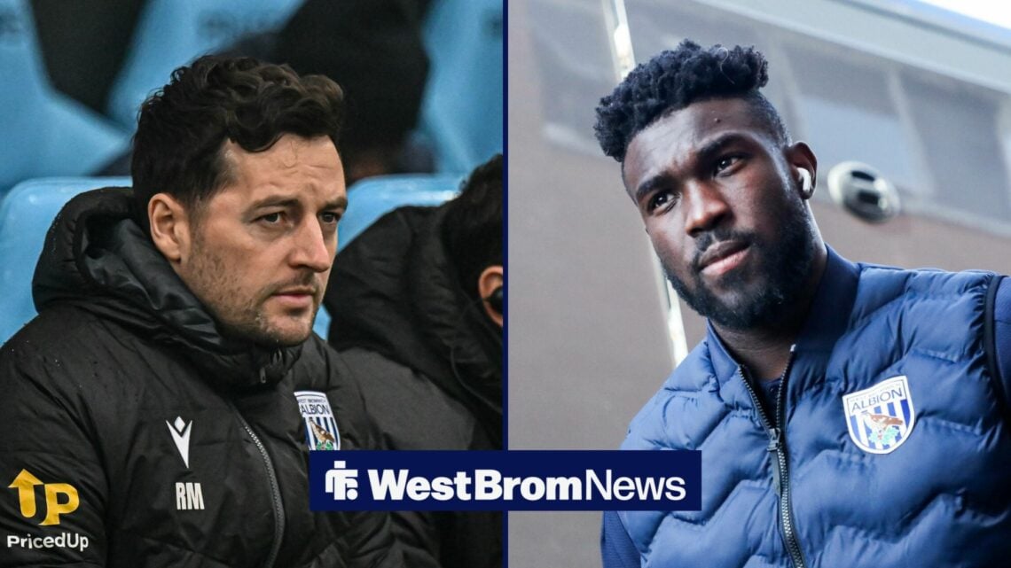 West Brom striker Daryl Dike and boss Ryan Mason.