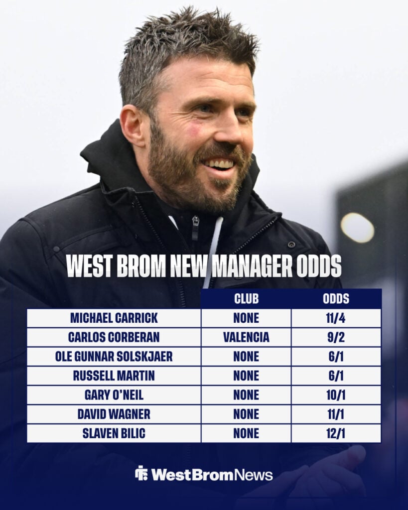 Michael Carrick is favourite for the West Brom job