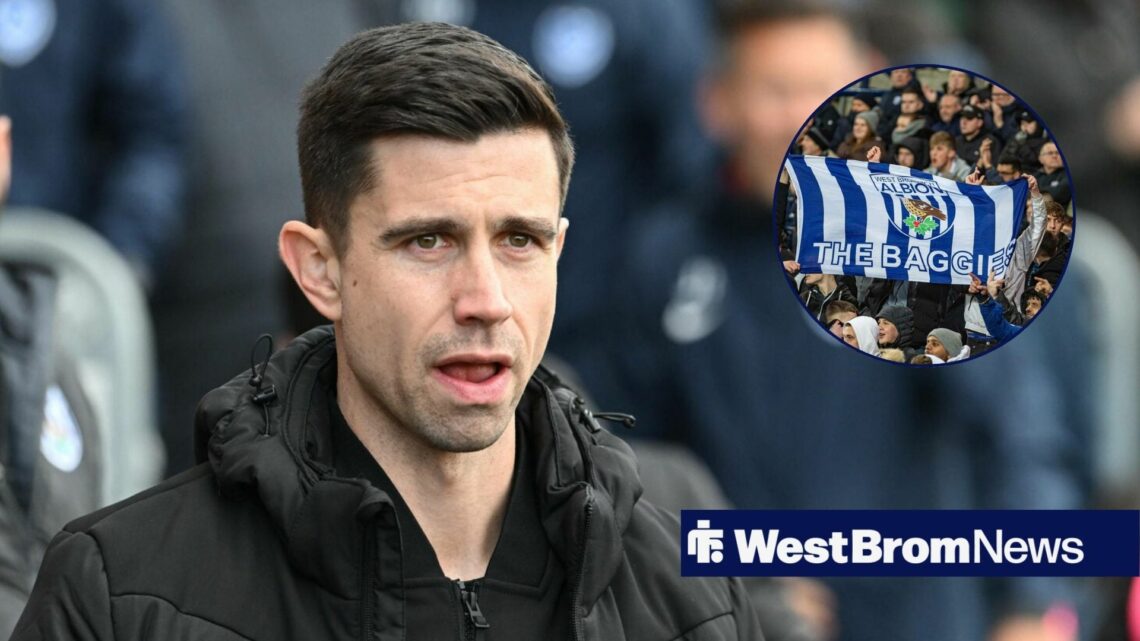 Eric Ramsay alongside a circle inset of West Brom fans.