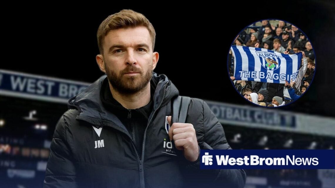 James Morrison looking ahead with West Brom fans in circular inset