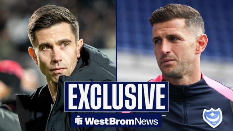 Eric Ramsay and John Mousinho looking at one another.