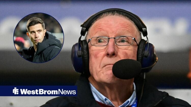 West Bromwich Albion legend Tony Bomber Brown on radio duties during the EFL Sky Bet Championship match between Coventry City and West Bromwich Alb...