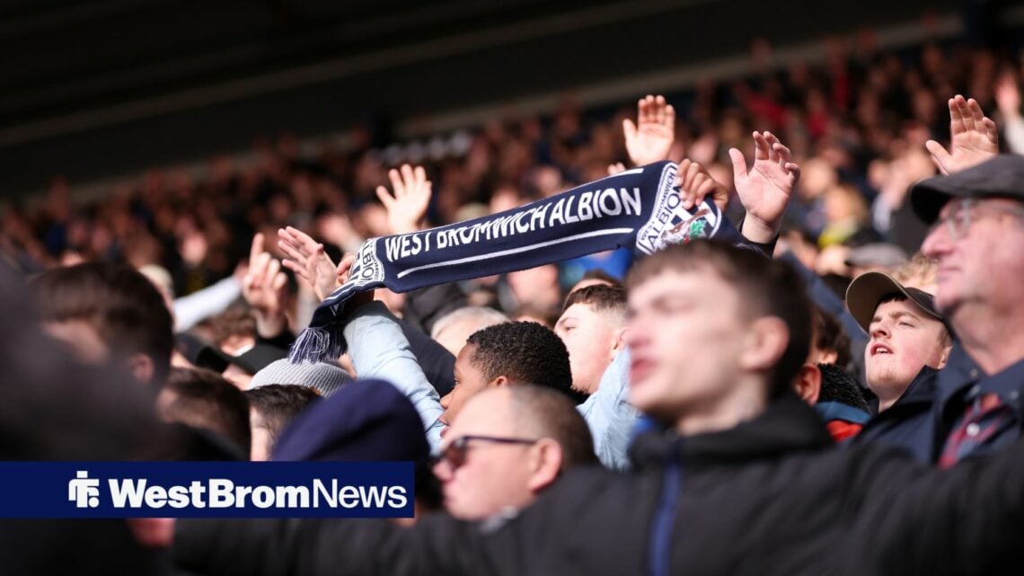 West Brom fans during their FA Cup clash with Wolverhampton Wanderers on 28 January 2024.
