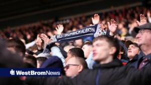 West Brom fans during their FA Cup clash with Wolverhampton Wanderers on 28 January 2024.