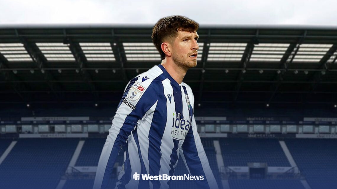 Chris Mepham at The Hawthorns looking frustrated.