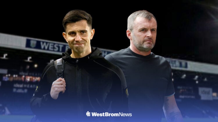 Eric Ramsay and Nathan Jones in front of The Hawthorns