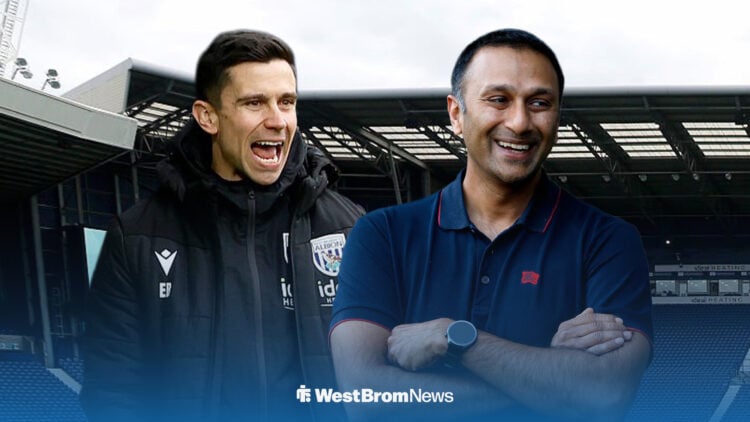 Eric Ramsay and Shilen Patel in front of The Hawthorns.