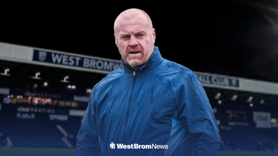 Sean Dyche looks on with The Hawthorns in the background