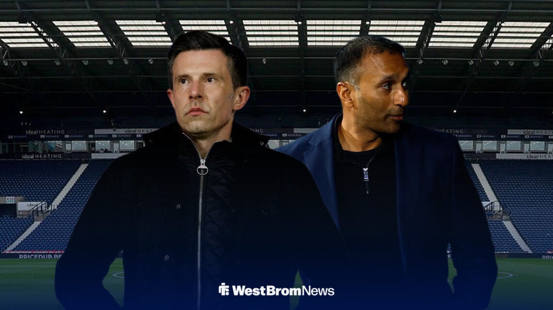 Andrew Nestor and Shilen Patel, with The Hawthorns behind them