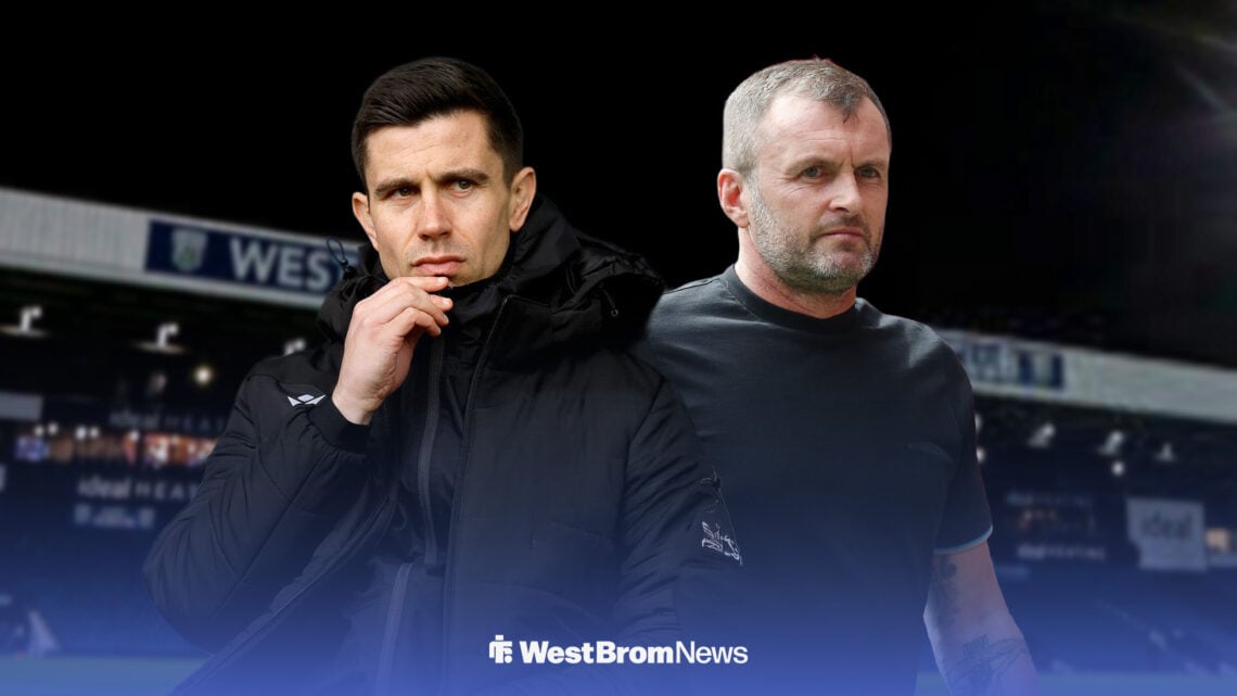 Eric Ramsay and Nathan Jones stood alongside each other with The Hawthorns in the background.