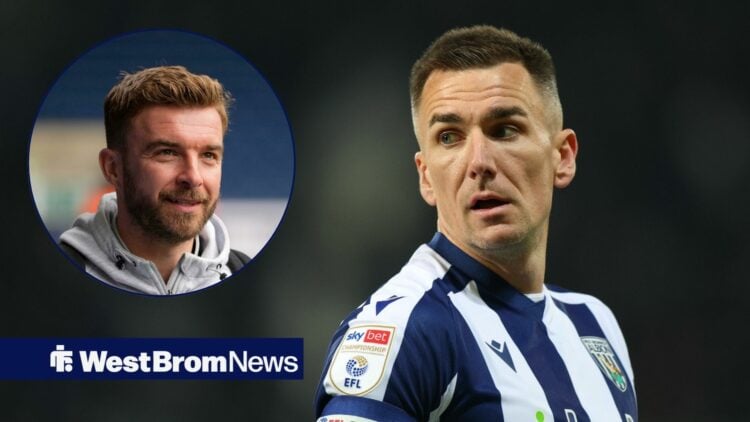 West Brom captain Jed Wallace looking in the direction of James Morrison.