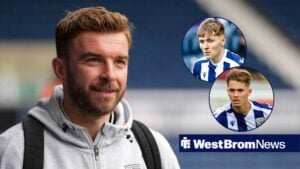 James Morrison coach at West Bromwich Albion arrives at the stadium before the Sky Bet Championship match West Bromwich Albion vs Middlesbrough at The Hawthorns with Isaac Price and Ollie Bostock in circular insets