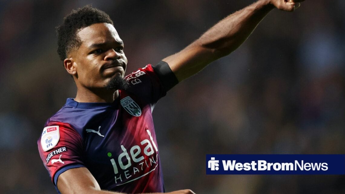 COVENTRY, ENGLAND - OCTOBER 30: Grady Diangana of West Bromwich Albion celebrates after scoring the first goal during the Sky Bet Championship matc...