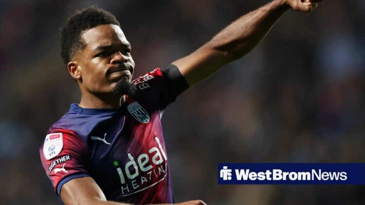 COVENTRY, ENGLAND - OCTOBER 30: Grady Diangana of West Bromwich Albion celebrates after scoring the first goal during the Sky Bet Championship matc...