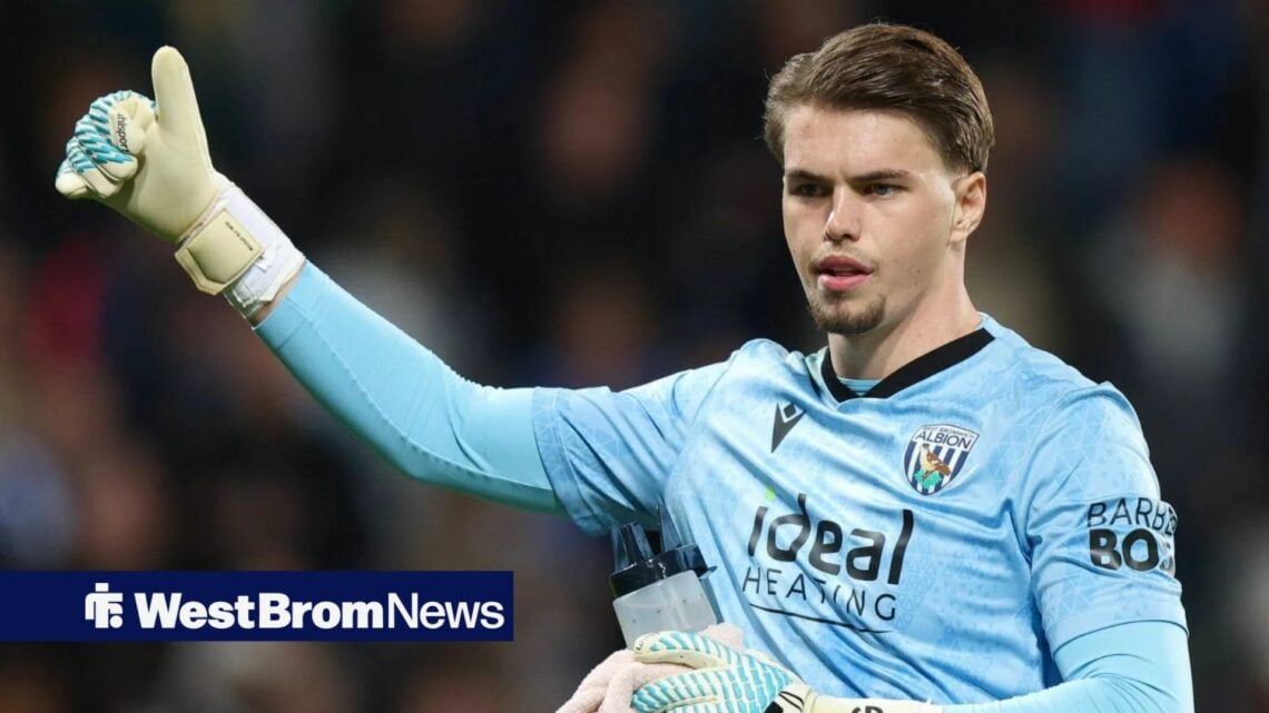 Josh Griffiths holding a thumbs up while playing for West Brom