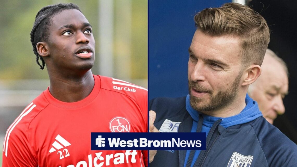 James Morrison of West Bromwich Albion matches up with former West Brom player Jonathan Greening ahead of the Premier League match between West Bro...