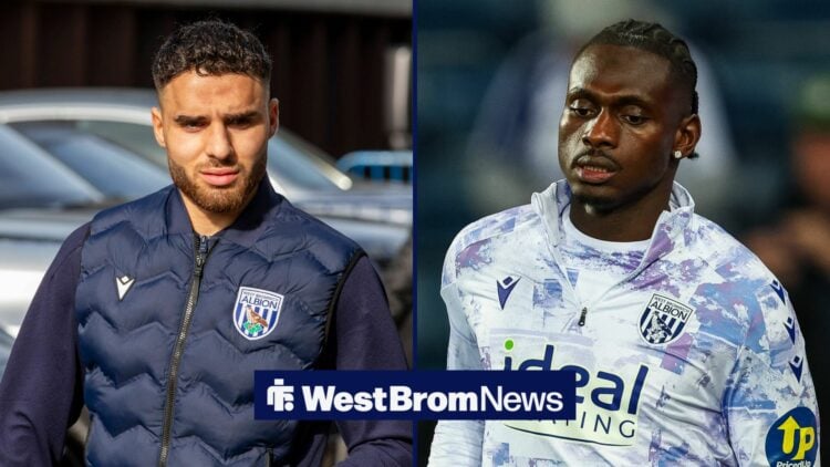 Tammer Bany for West Brom with Ousmane Diakite for West Brom