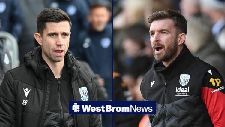 Eric Ramsay on the touchline for West Brom with James Morrison on the touchline for West Brom