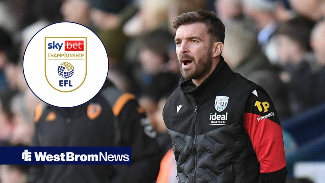 West Bromwich Albion Interim Head Coach James Morrison during the Sky Bet Championship match vs Hull City, Championship badge in inset.