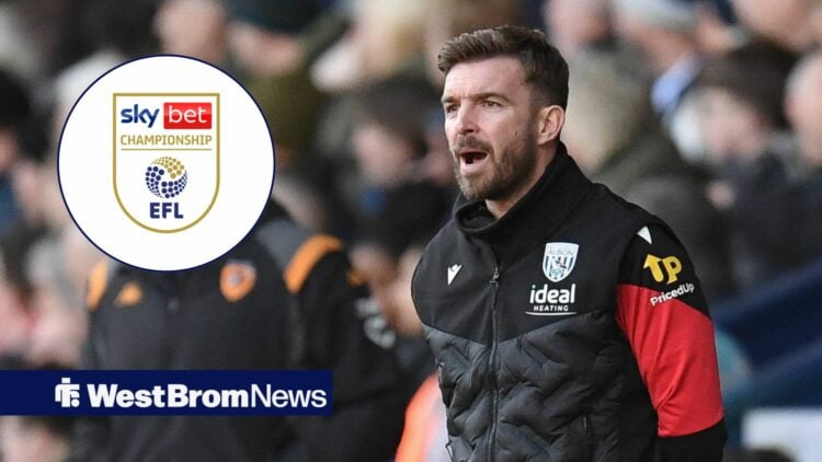 West Bromwich Albion Interim Head Coach James Morrison during the Sky Bet Championship match vs Hull City, Championship badge in inset.