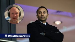 Shilen Patel with his arms folded, with Sam Parkin in a circular frame inset wearing headphones