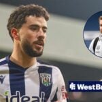 Mikey Johnston of West Bromwich Albion heads to take a corner during the Sky Bet Championship match between West Bromwich Albion and Middlesbrough, James Morrison in inset.