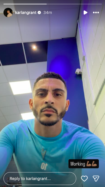 Karlan Grant shares West Brom training update on social media.
