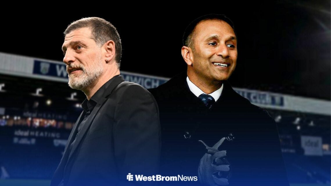 Potential West Brom new manager Slaven Bilic and owner Shilen Patel with The Hawthorns in the background.