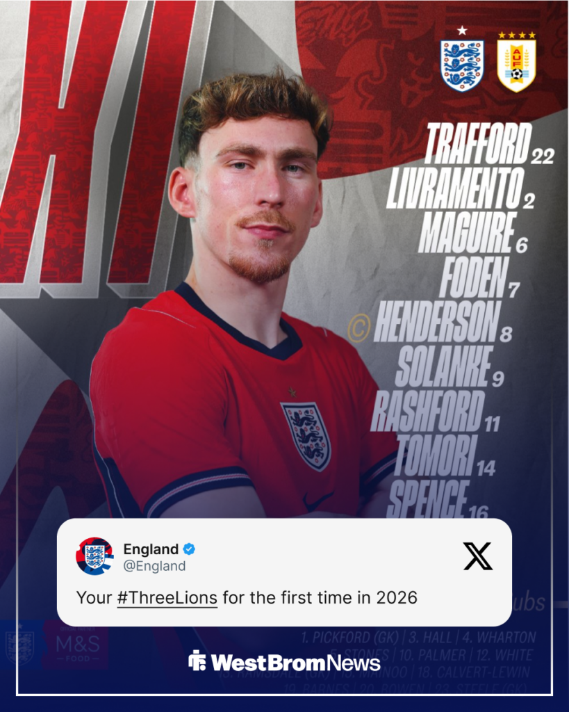 West Brom England starting XI vs Uruguay