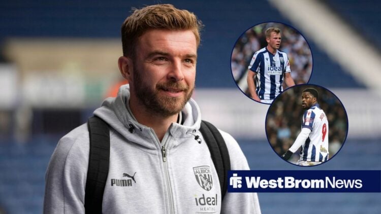 James Morrison looks at circular insets of Aune Heggebo and Josh Maja.