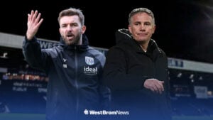 James Morrison gestures with Phil Parkinson behind him.