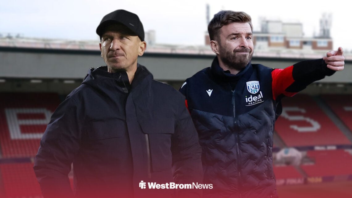 Gerhard Struber and James Morrison alongside each other at Ashton Gate.