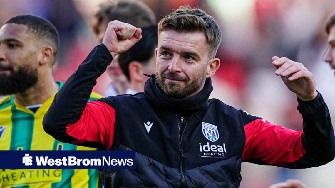 West Brom manager James Morrison cheers after a game against Bristol City