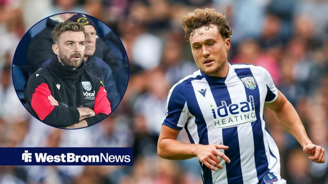 West Brom interim boss James Morrison looking in the direction of Callum Styles, who is playing in a Championship game during the 2025-26 season.