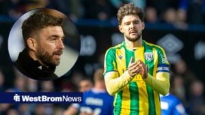 James Morrison looking at Alex Mowatt in the West Brom away kit.