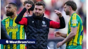 James Morrison celebrates as West Brom manager.