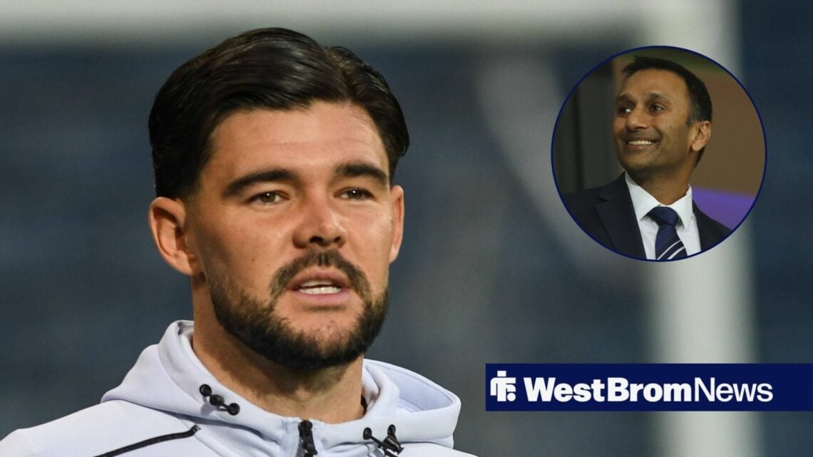 Alex Mowatt arrives for West Brom's clash with Birmingham, West Brom owner Shilen Patel in inset.