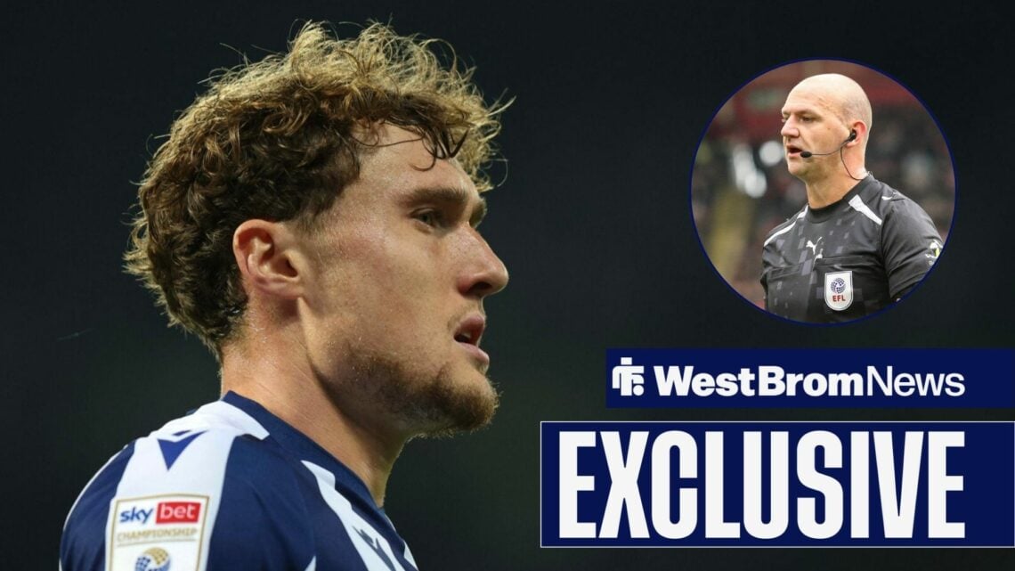 Callum Styles in action for West Brom, Robert Madley during the Sky Bet Championship match Sheffield United vs Watford at Bramall Lane.