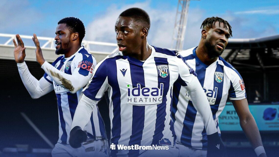 West Brom gem Eseosa Sule with Josh Maja and Daryl Dike either side of him.