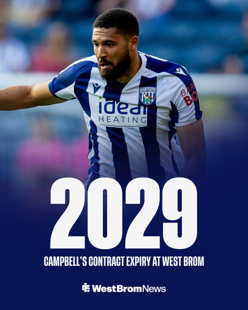 George Campbell during the EFL Cup match between West Bromwich Albion and Derby County at The Hawthorns.
