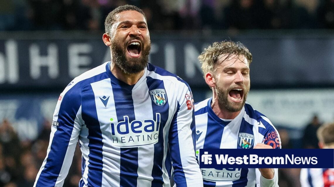 George Campbell celebrating after scoring for West Brom.